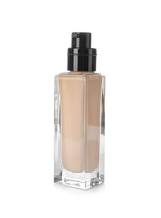 Bottle of skin foundation on white background