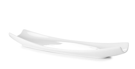 Ceramic plate on white background. Washing dishes