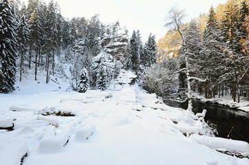Winter landscape of Bohemian Switzerland