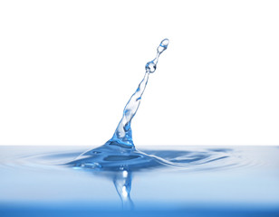 Splash of blue water on white background