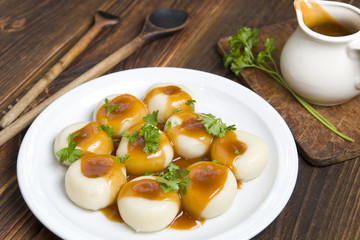 Traditional Silesian noodles on wood
