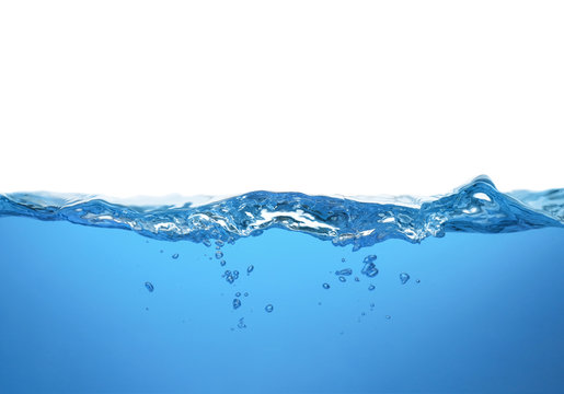 Splash of blue water on white background