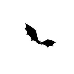 Fototapeta premium black bat flying silhouette. Flat icon isolated on white background.