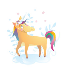 Funny unicorn vector humor color illustration © Rada Covalenco