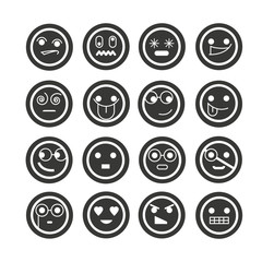 emoticon icon set in circle buttons