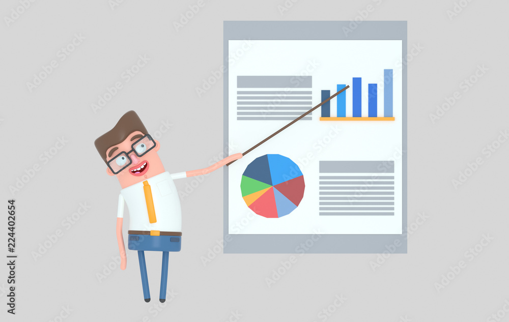 Fototapete businessman is explaining graphics on board. isolate. easy automatic vectorization. easy background 