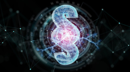Digital paragraph law symbol background 3D rendering