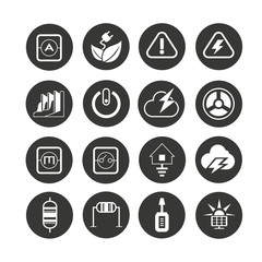 energy icon set in circle buttons