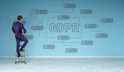 Businessman watching GDPR law interface