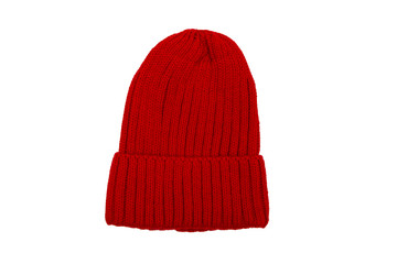 Red beanie isolated on white
