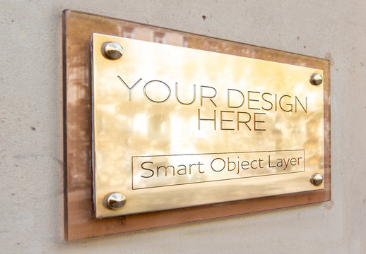 Metal Sign on Wall Mockup