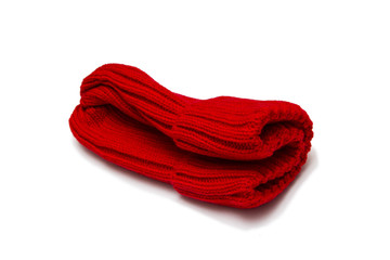 Red beanie isolated on white