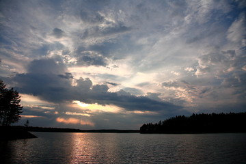 sunset over the lake