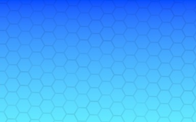 Translucent honeycomb on a gradient blue sky background. Perspective view on polygon look like honeycomb. Isometric geometry. 3D illustration