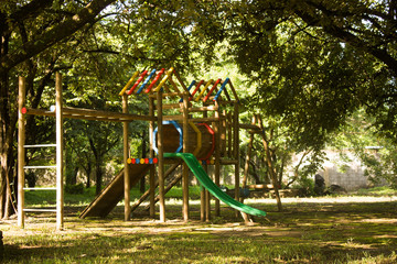 Fototapeta na wymiar children playground in park