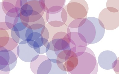 Multicolored translucent circles on a white background. Pink tones. 3D illustration