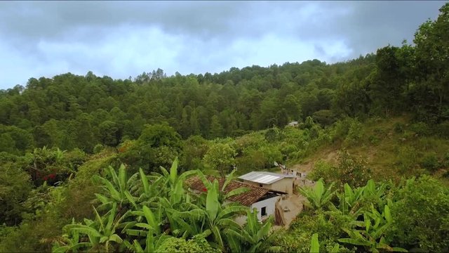 An aerial shot of a rural home in the Guayabo hills, in the Zamorano valley, Honduras.