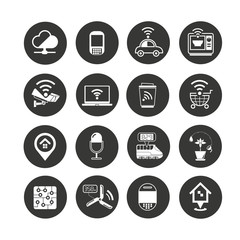 smart device related to modern technology and smart home concept icon in circle buttons 