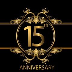 15th anniversary logo with gold color