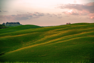 Landscape of tuscan countryside in spring