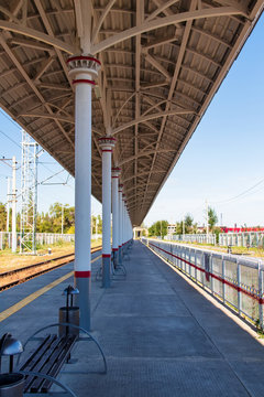 Long empty platform of suburban railway
