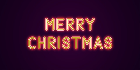 Neon festive inscription for Merry Christmas