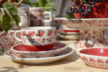 Colorful, handmade pottery produced in Boleslawiec, Poland