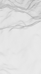 Abstract landscape on a white background. Cyberspace grid. Hi-tech network. 3d technology illustration