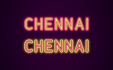 Neon name of Chennai city in India