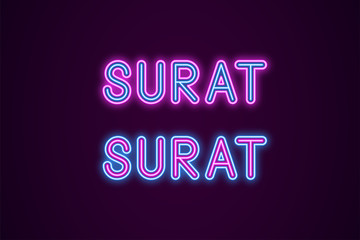 Neon name of Surat city in India