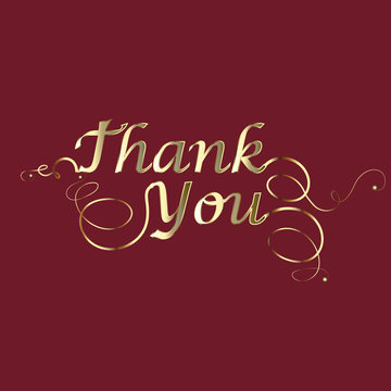 Thank you card in gold design vector