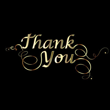 Thank you card in gold design vector