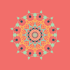 Naklejka premium Floral round decorative symbol. Vintage decorative elements. Oriental pattern, vector illustration. Coloring book page. Circular pattern. Abstract background