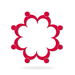 Logo teamwork unity people holding hands vector  design