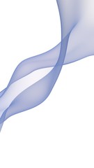 Blue color scarf. Abstract blue wave. Bright blue ribbon on white background. Abstract blue color smoke. Raster air background. 3D illustration