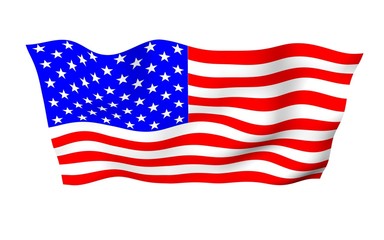 Fototapeta premium Waving flag of the United States of America. Stars and Stripes. State symbol of the USA. 3D illustration