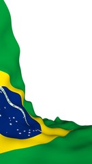 Waving flag of Brazil. Ordem e Progresso. Order and progress. Rio de Janeiro. South America. State symbol. 3D illustration