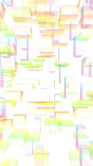 Colorful abstract digital and technology background. The pattern with repeating rectangles. 3D illustration