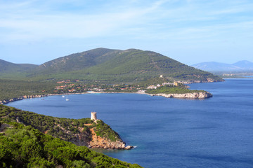 Fototapeta na wymiar Blue bay at Capo Caccia, Sardinia, Italy
