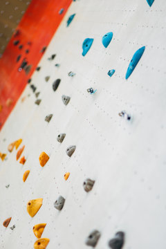 A segment of a climbing wall with a difficult pattern