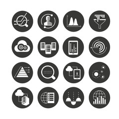 Fototapeta premium network and data analytics concept icons in circle buttons
