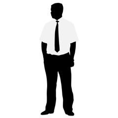 Silhouette businessman man in suit with tie on a white background