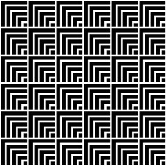 Abstract seamless pattern background. Maze of black geometric design elements isolated on white background. Vector illustration.