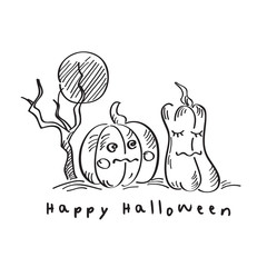 Happy Halloween card. Black and white pumpkins. Vector illustration.