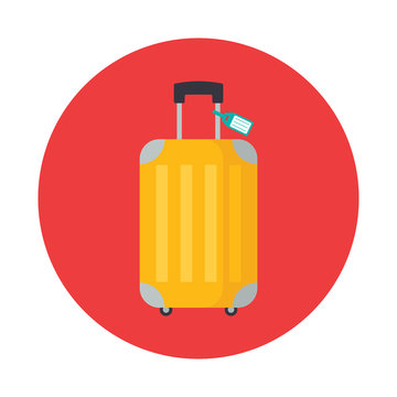 Suitcase flat icon isolated on red background. Simple Suitcase symbol in flat style. Airport, Tourism symbols Vector illustration for web and mobile design.
