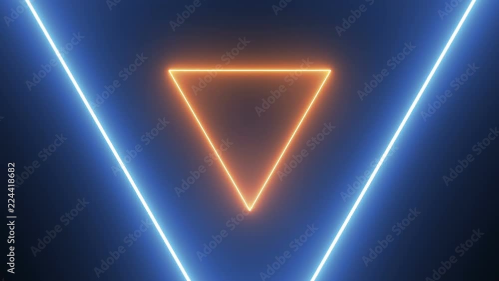 Poster abstract background with neon triangles seamless loop