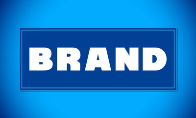 Brand - clear white text written on blue card on blue background