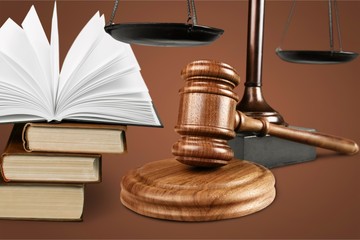 Justice Scales and wooden gavel