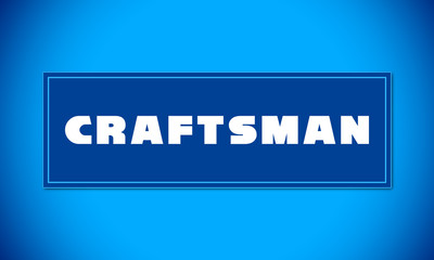 Craftsman - clear white text written on blue card on blue background