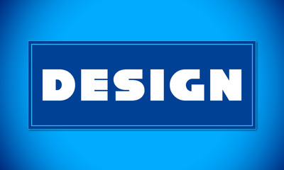 Design - clear white text written on blue card on blue background